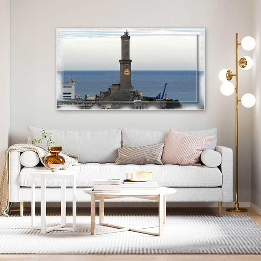 Quadro Genova Lanterna su tela con cornice decorata