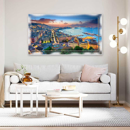 Quadro Napoli Golfo su tela con cornice decorata