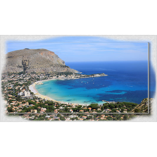 Quadro Palermo Golfo su tela con cornice decorata