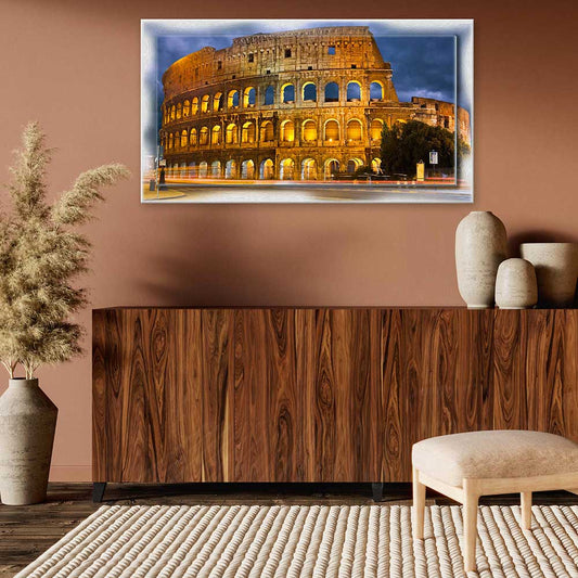 Quadro Roma Colosseo su tela con cornice decorata