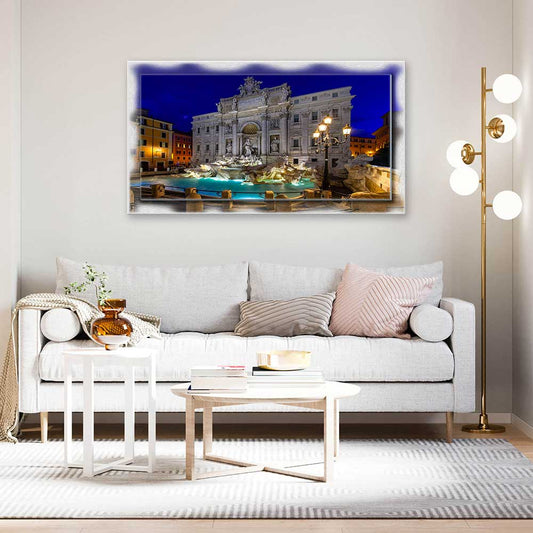 Quadro Roma Fontana di Trevi su tela con cornice decorata