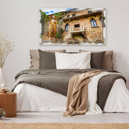 Quadro Verona Balcone Giulietta su tela con cornice decorata