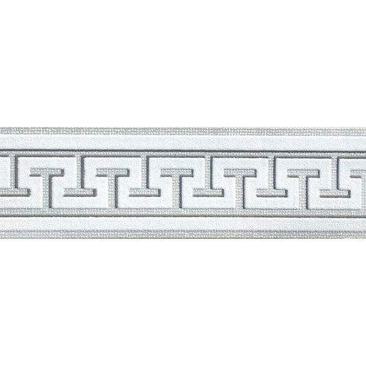 Bordo adesivo Greca Bianco Argento