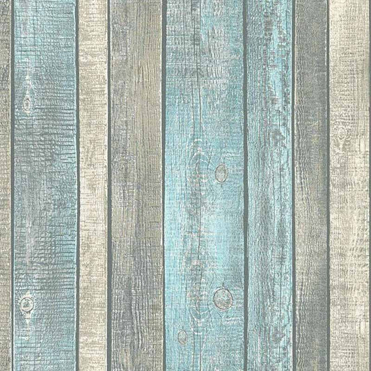 Carta da parati Legno Azzurro e Beige
