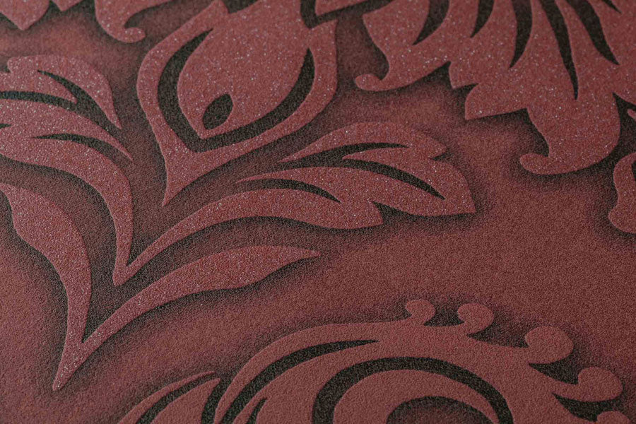 Carta da parati Damascata Bordeaux Glitter