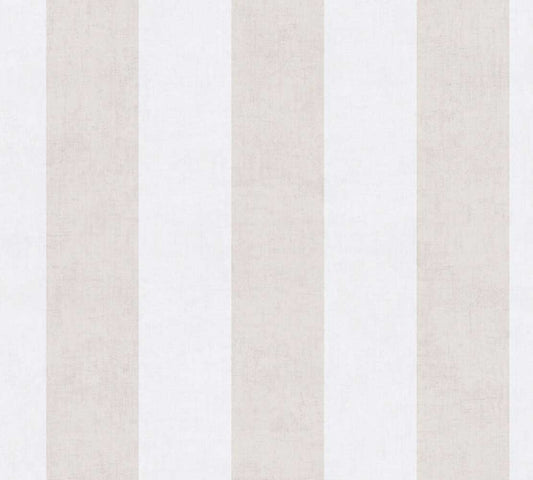 Carta da parati a righe medie Beige e Bianco Panna