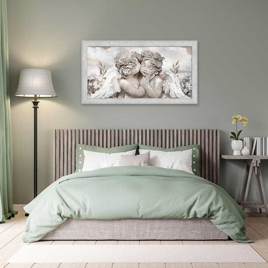Quadro religioso Angioletti con cornice grigia moderno