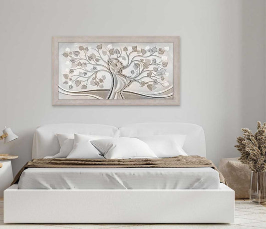 Quadro Abbraccio nell'Albero con cornice beige moderno