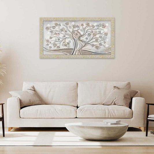 Quadro Abbraccio nell'Albero con glitter e cornice oro