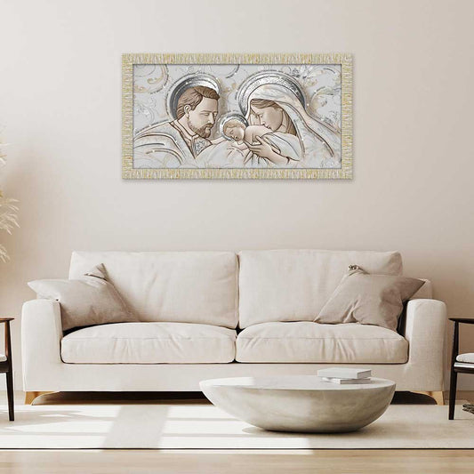 Quadro religioso Kiss Ceramic con glitter e cornice oro