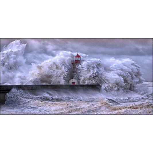 Quadro paesaggio Faro in Tempesta su tela