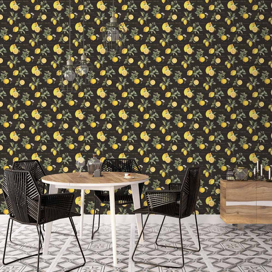 Carta da parati Limoni sfondo nero