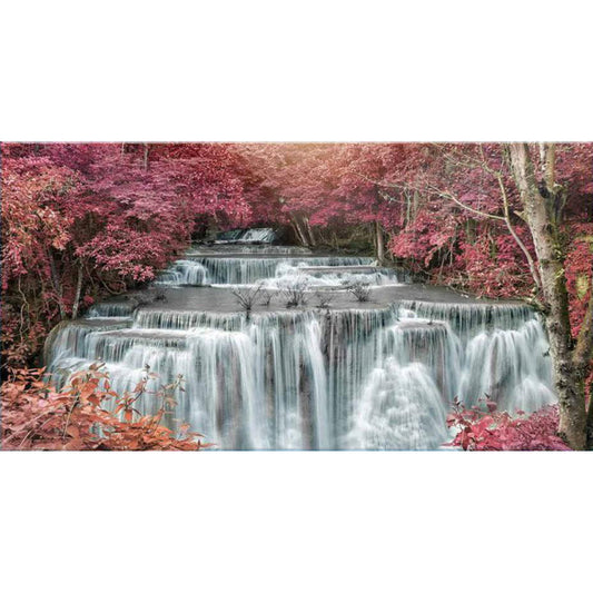 Quadro paesaggio Cascata nel Bosco su vetro