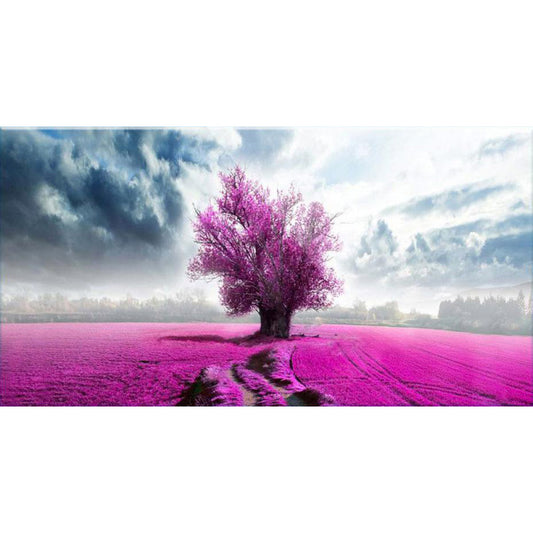 Quadro paesaggio Albero Solitario su vetro