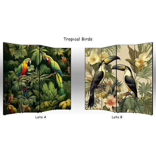 Separé paravento Tropical Birds bifacciale