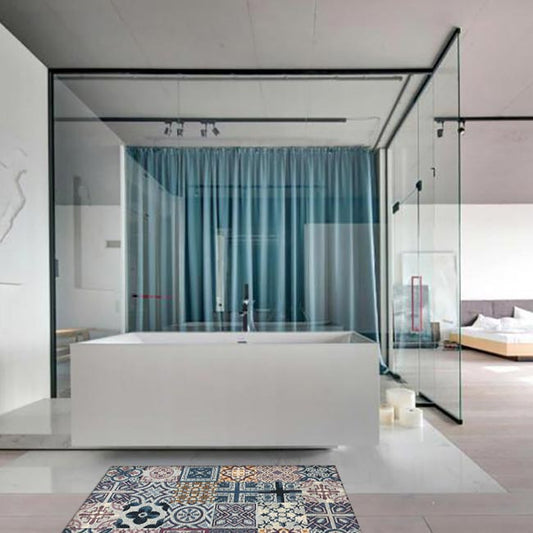 Tappeto bagno cucina Azulejos Azzurro antiscivolo