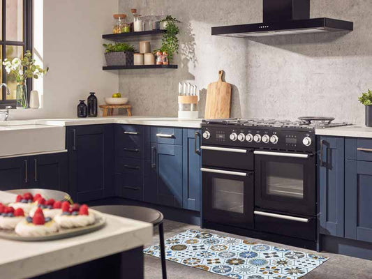 Tappeto bagno cucina Cementine Azzurro antiscivolo