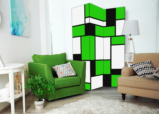 Separè paravento Mondrian Verde bifacciale