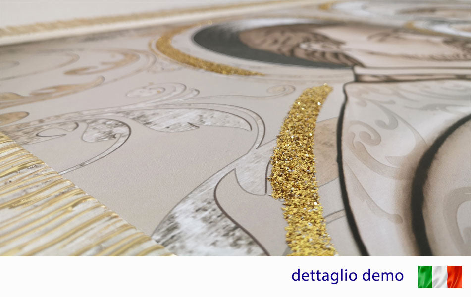 Quadro Abbraccio nell'Albero con glitter e cornice oro