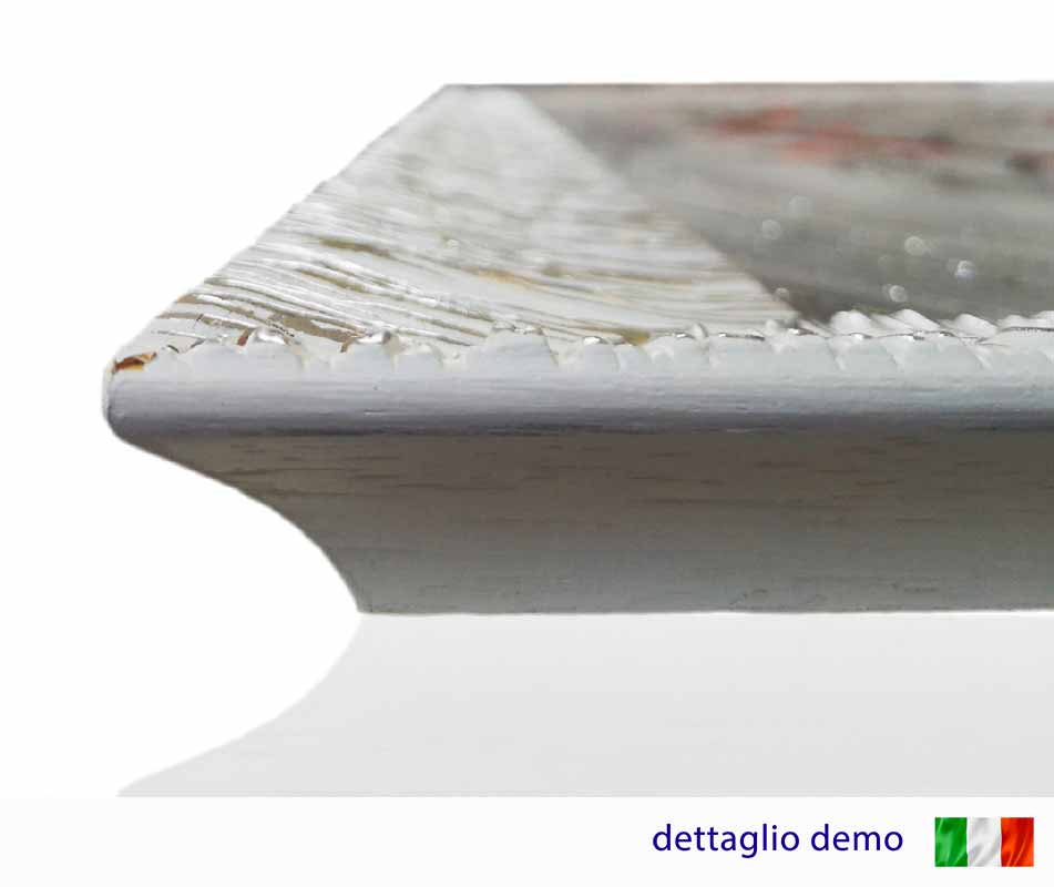Quadro Albero della Vita con glitter e cornice argento su tela