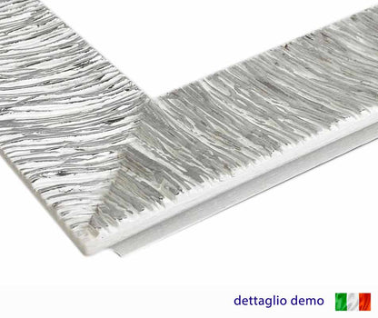 Quadro Abbraccio nell'Albero con glitter e cornice argento su tela