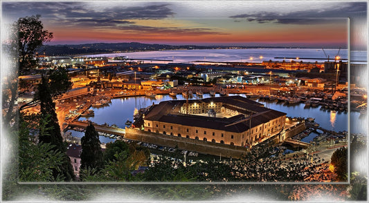 Quadro su tela Ancona Mole Vanvitelliana e cornice decorata
