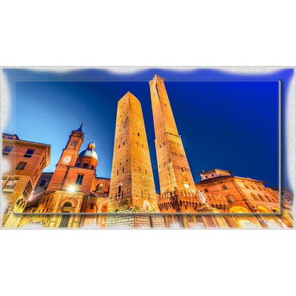 Quadro Bologna Le Due Torri su tela con cornice decorata