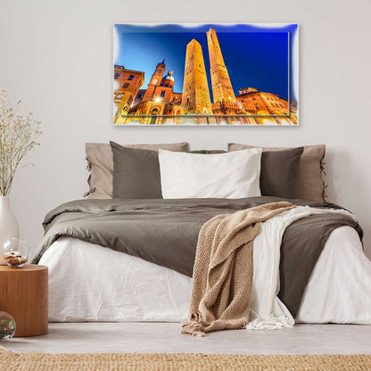 Quadro Bologna Le Due Torri su tela con cornice decorata