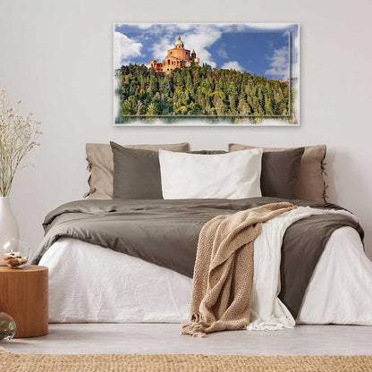 Quadro Bologna Santuario su tela con cornice decorata