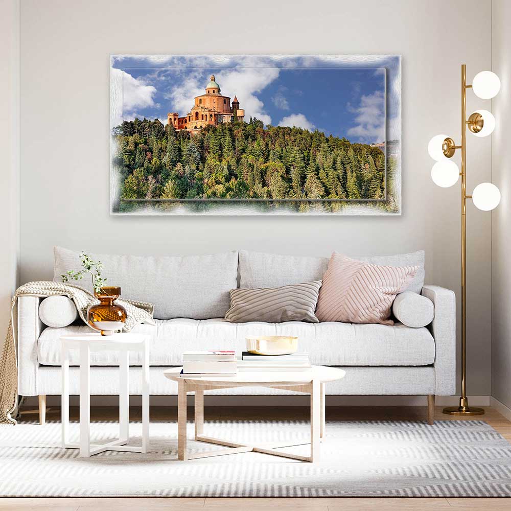 Quadro Bologna Santuario su tela con cornice decorata