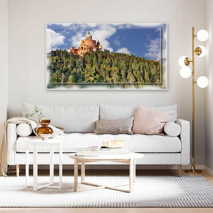 Quadro Bologna Santuario su tela con cornice decorata