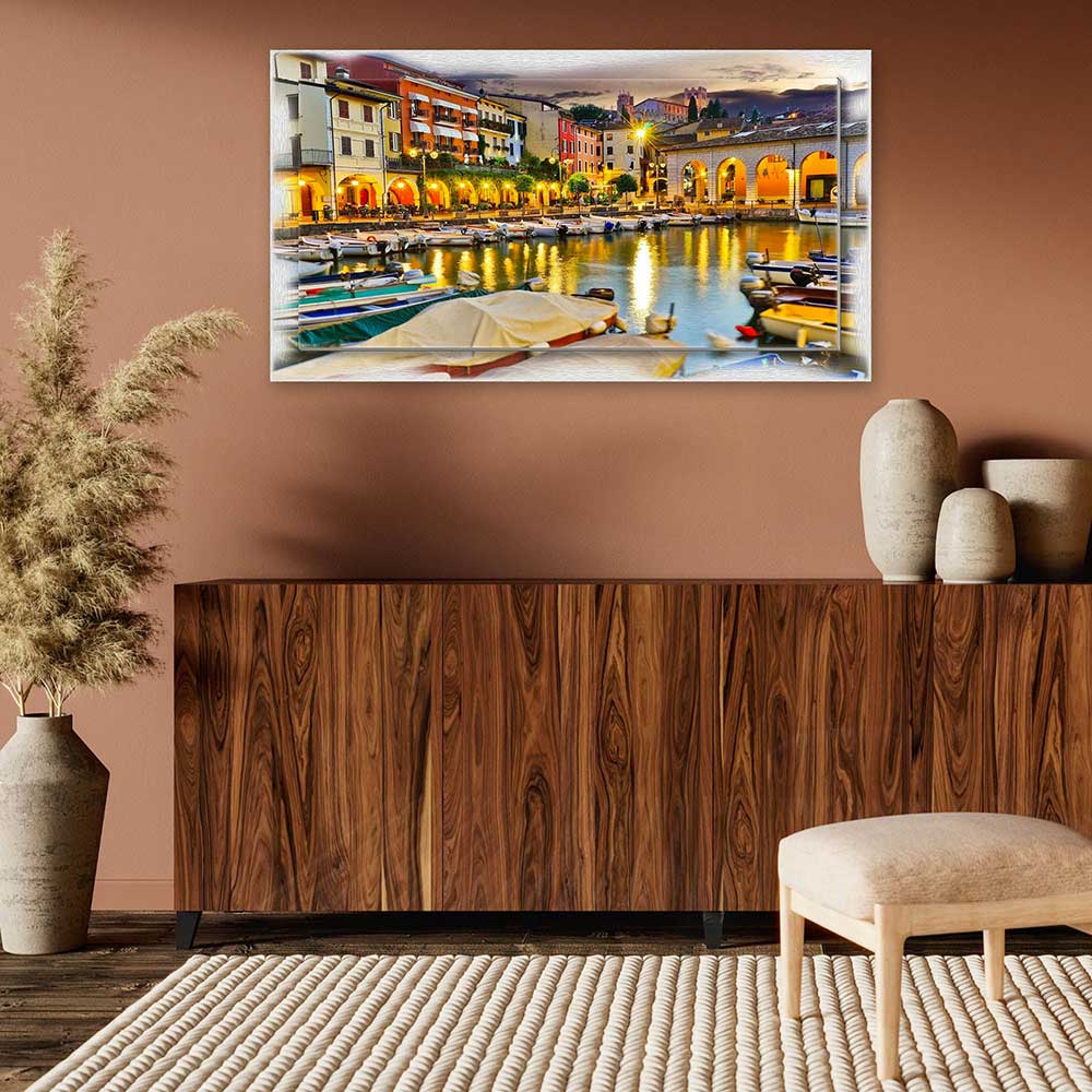 Quadro Brescia Desenzano del Garda su tela con cornice decorata