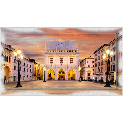 Quadro Brescia Palazzo della Loggia su tela con cornice decorata