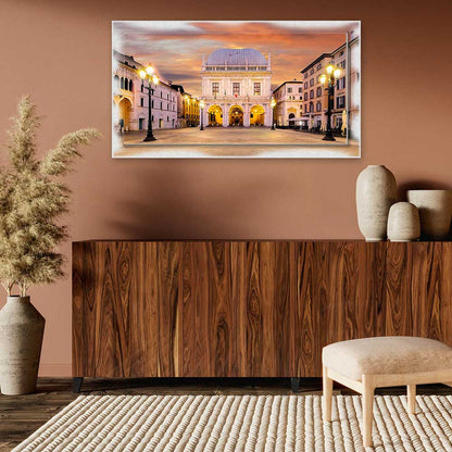 Quadro Brescia Palazzo della Loggia su tela con cornice decorata