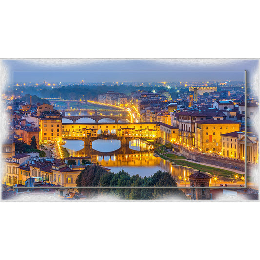 Quadro Firenze Ponte Vecchio su tela con cornice decorata