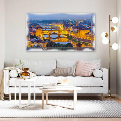 Quadro Firenze Ponte Vecchio su tela con cornice decorata