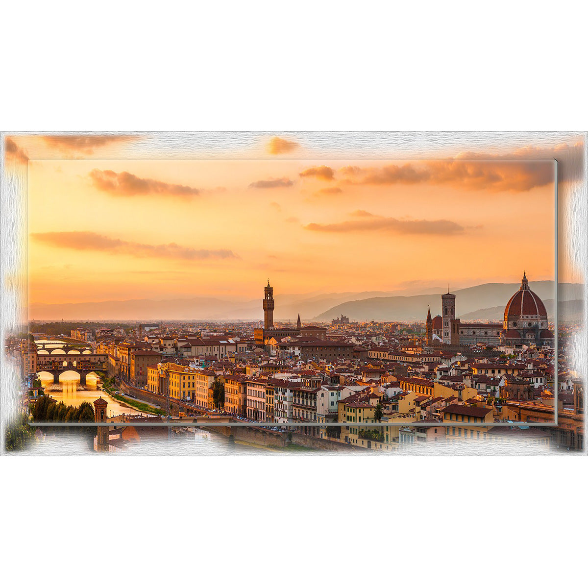 Quadro Firenze al Tramonto su tela con cornice decorata