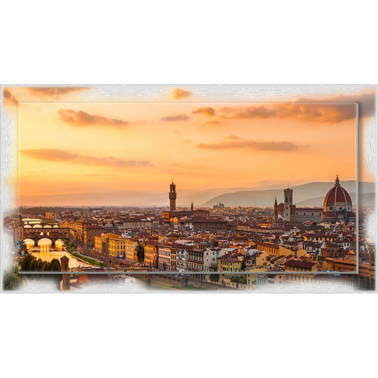 Quadro Firenze al Tramonto su tela con cornice decorata
