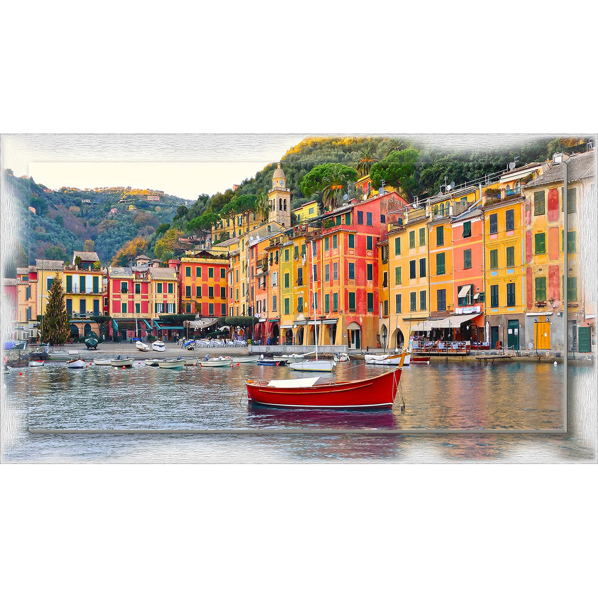 Quadro Genova Portofino su tela con cornice decorata