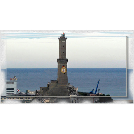 Quadro Genova Lanterna su tela con cornice decorata