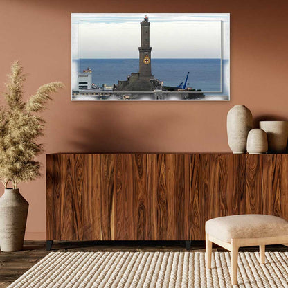 Quadro Genova Lanterna su tela con cornice decorata