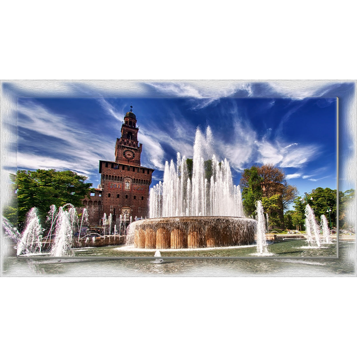Quadro Milano Castello Sforzesco su tela con cornice decorata