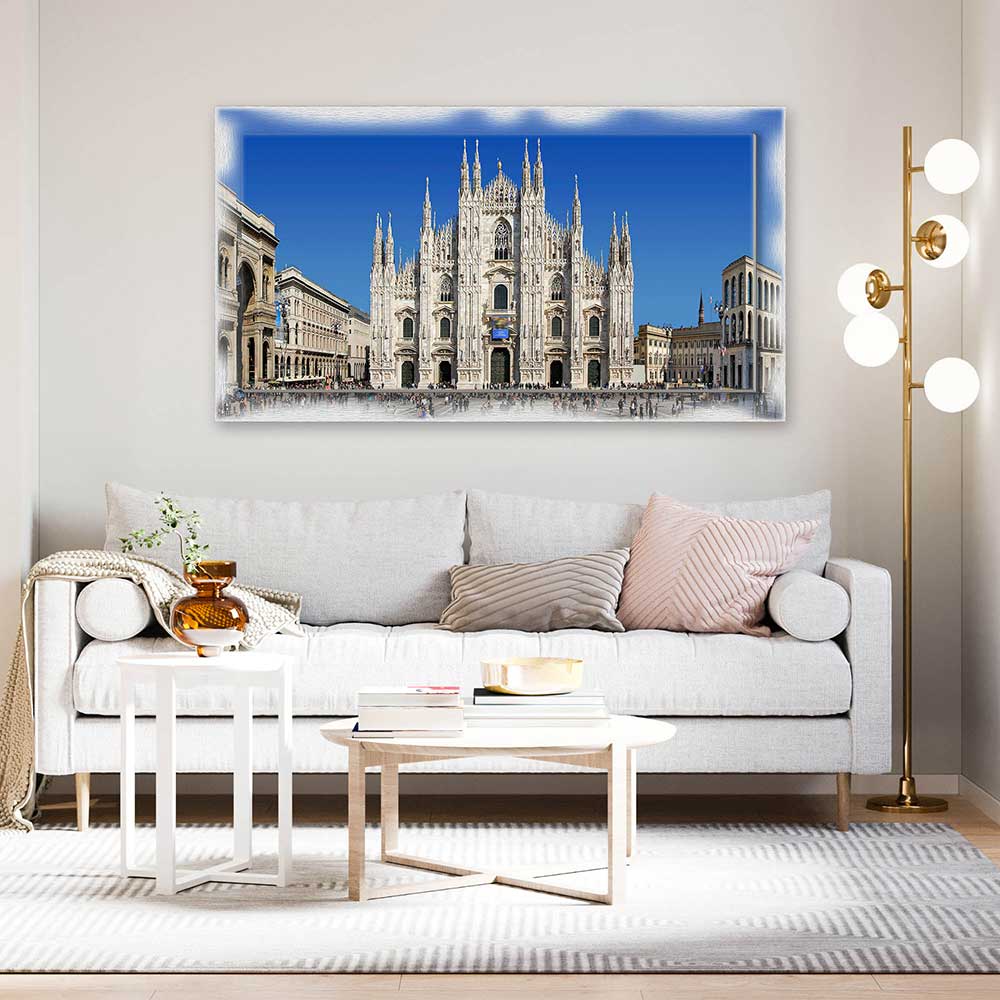 Quadro Milano Duomo su tela con cornice decorata