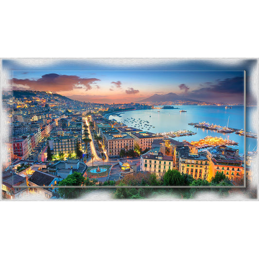 Quadro Napoli Golfo su tela con cornice decorata