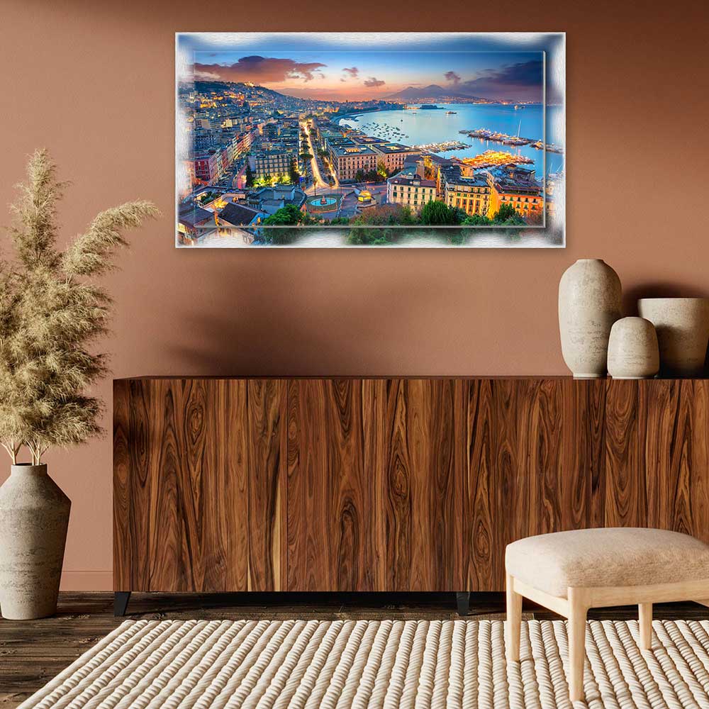 Quadro Napoli Golfo su tela con cornice decorata