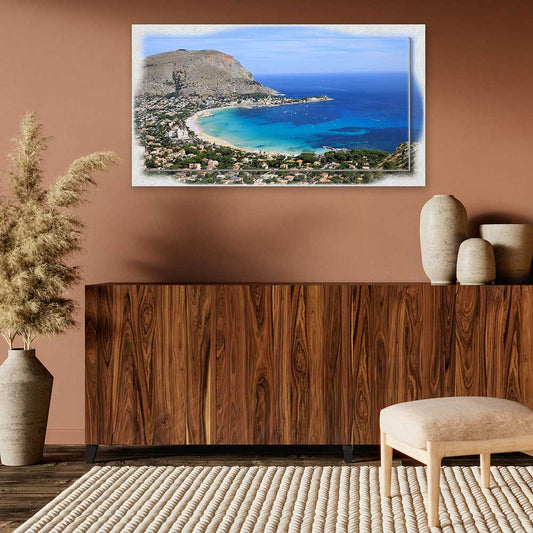 Quadro Palermo Golfo su tela con cornice decorata