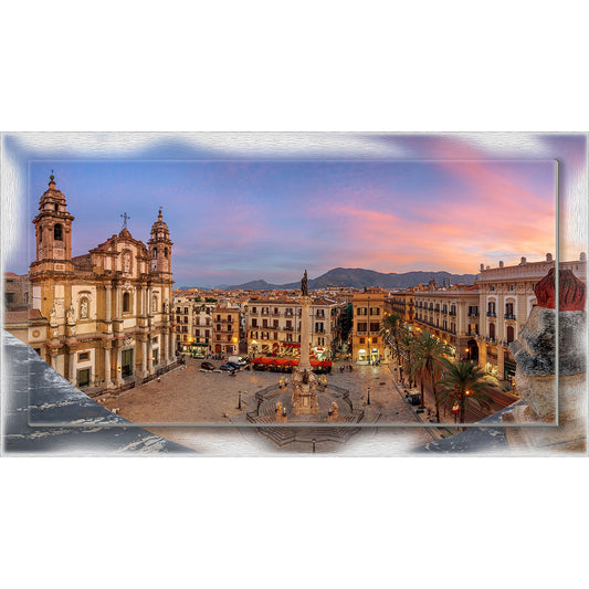 Quadro Palermo Piazza San Domenico su tela con cornice decorata