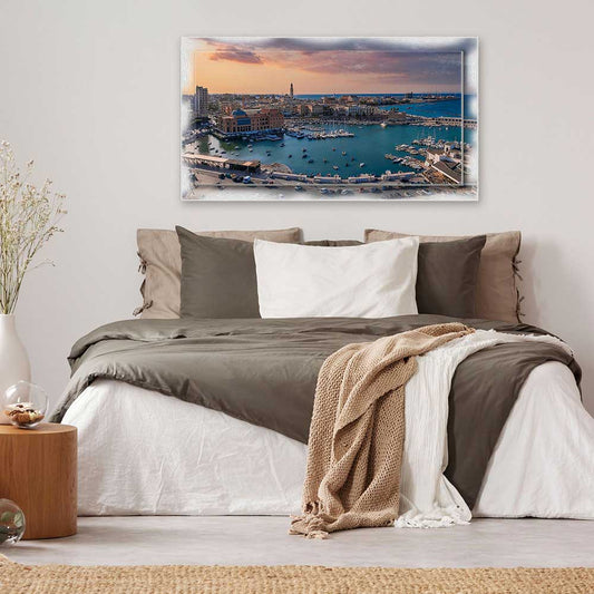 Quadro Bari Panorama Porto su tela con cornice decorata