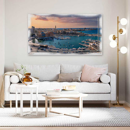 Quadro Bari Panorama Porto su tela con cornice decorata