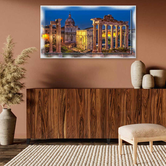 Quadro Roma Foro Romano su tela con cornice decorata